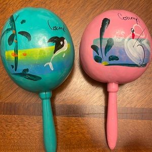 New handmade/hand-painted maracas were bought in Cozumel Mexico.
